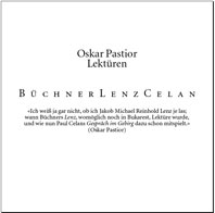 Oskar Pastior - Lektüren: Büchner Lenz Celan CD 21257