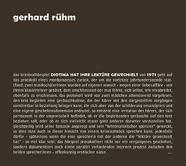 Gerhard Rühm - Diotima hat ihre Lektüre gewechselt CD 28123