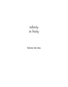 Hermann de Vries - Infinity In Finity Book 24844